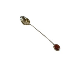 Elegant Chinese Sterling Silver Jade Iced Tea Spoon with Bamboo Design Handle - £18.08 GBP