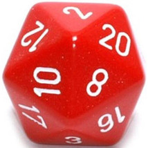 D20 Dice Opaque (34mm) - Red/White - £12.63 GBP