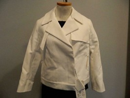 Max Mara Short Pea Coat Rain Jacket White Cotton Blazer NWT 42 IT - $218.74