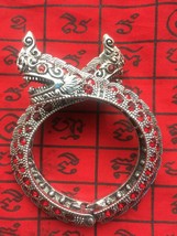 Two Head Naga Bracelet with Red Gemstone Magic Amulet Rich Power Thai Talisman - £21.34 GBP