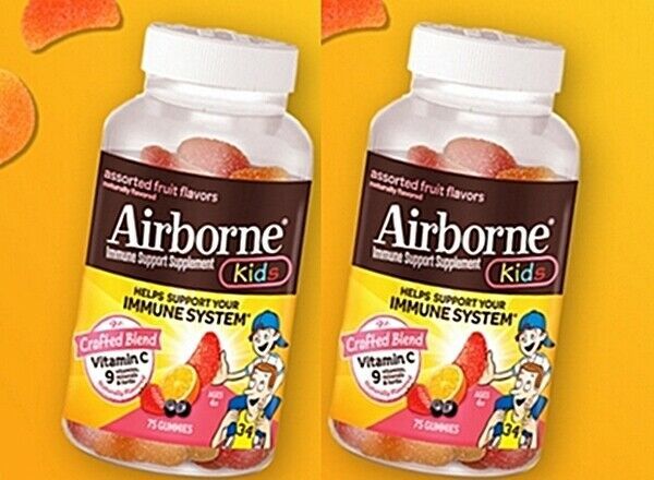 Airborne Kids 42 Gummies x 2 = 84 Total, Assorted Fruit Flavors, 06/2023 500mg C - $21.62