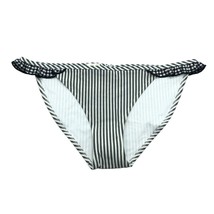 Aerie Seersucker Ruffle Bikini Bottom Gingham Plaid Stripe Gray White S - $14.49