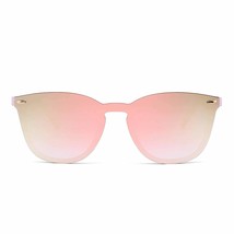 Trendy Rimless Mirrored Sunglasses Reflective Sun Glasses For Women Men (Pink/Mi - £30.83 GBP