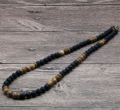 Vintage Choker Chakra Necklace Charm 6mm Natural Lava Stone Necklace Men Boy Sho - £20.61 GBP