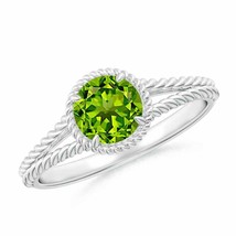 ANGARA Natural Peridot Twist Rope Split Shank Ring for Women in Silver Size 5 - £233.49 GBP