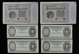 Sequential Banknotes Lot 1923 Germany 100,000 Mark &amp; 1986 Hungary 50 For... - €44,65 EUR