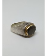 Vintage ESTES Sterling Silver 925 &amp; 14k Gold Smokey Quartz Ring Size 9 - £78.65 GBP