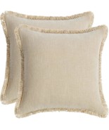 Amhoo Pack Of 2 Linen Pillow Covers With Tassels Fringed Decorative, Inc... - £35.33 GBP