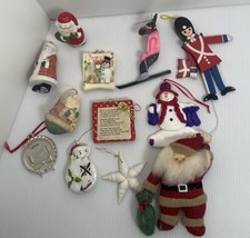 Lot Of Vintage Christmas Ornaments Santa Snowman Skiing Moose - £15.03 GBP