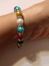 Fashion Pearl Bracelet  Multi Colors with Sterling Rhinestones Stretch  NWT - £12.36 GBP