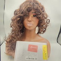 LONAI Curly Wig with Bangs for Women Long 23Inch Chocolate Brown Kinky Wigs with - £13.48 GBP