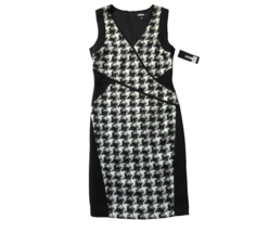 NWT DKNY Houndstooth Cross Front Panel Colorblock Sleeveless Sheath Dress 8 $395 - £41.56 GBP