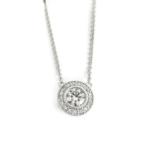 Round Diamond Bezel Halo Milgrain Pendant Necklace 14K White Gold, 1.04 CTW - £2,642.04 GBP