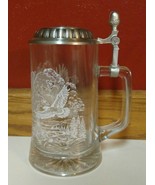 James Meger Eagle Beer Stein Etched Glass Clear - £17.18 GBP