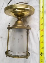 Vintage Metal Gold Colored Ceiling Sconce Lamp Glass Fixture egz - $64.34