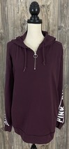 Victoria&#39;s Secret Pink 1/4 Zip Pullover Size Small Over-Sized Maroon Spell-Out - £16.16 GBP