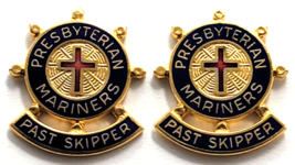 Presbyterian Mariners Past Skipper Pins Lot 2 Enamel Ship Wheel Cross Ch... - $19.99