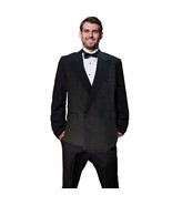 Mens Black Double Breasted Tuxedo Jacket, Poly/wool - £39.46 GBP