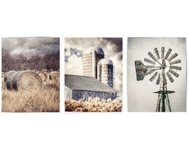 Set Of 3 Unframed, Rustic Barn Hay And Windmill Photo Prints By Lisa Russo Fine - £29.70 GBP