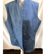 Talbots Women&#39;s Vest Large Blue Quilted Button-Up Corduroy Lined Collar - $17.00