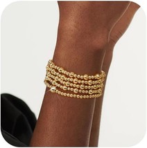 Gold Bracelets for Women Stretch Gold Beaded Bracelets for Women Girls 1... - £29.40 GBP