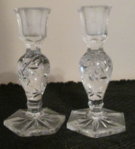 PAIR LEAD CRYSTAL CANDLESTICKS CENTERPIECE - £8.31 GBP