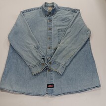 Dickies Genuine GL300SNB Men's Blue Distressed Denim Button-Down Shirt Size L image 15