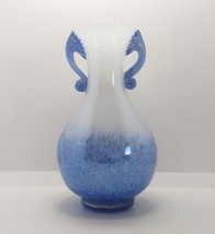 Rare Art Glass Vase in Mottled Blue by Hortensja c. 1970s, Vintage Polish - $98.66