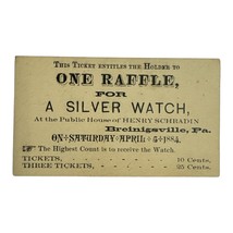 Silver Watch Raffle Ticket 1884 Breiningsville Pennsylvania - $12.99