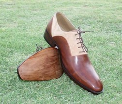 Handmade Men Two Toned Formal Shoes, Men Brown Dress Shoes, Men Shoes - $149.99+