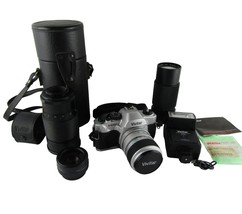 Vivitar V4000 Film Camera Bundle w 4 Lens, Flash and Mount w Lens Case - $72.55