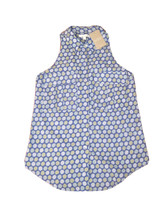 New Anthropologie Polka Dot Blue Button Down Sleeveless Racerback Blouse Shirt 4 - £31.13 GBP