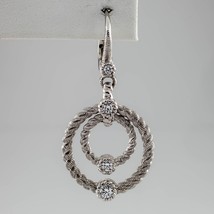 Judith Ripka Sterling Silver Double-Circle Drop Earring w/ CZ *SINGLE EARRING* - £91.38 GBP