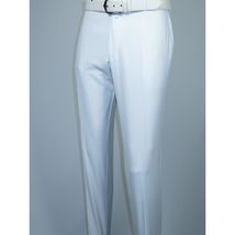 Men's MONO Turkey Slacks Wool Blend Plain Front Slim Fit 2534-10 White image 4