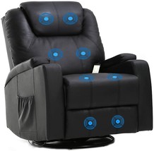 Massage Recliner Chair Rocking Swivel Chair With Heated Massage Ergonomic, Black - £310.94 GBP