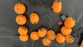 Vintage Blow Mold Pumpkin String Lights 10ct Set JOL Covers String Lights C9060 - £7.14 GBP