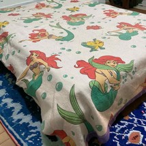 Disney Vintage Fleece Blanket Little Mermaid 90s White Ariel Bedding Bed Kids - £39.56 GBP