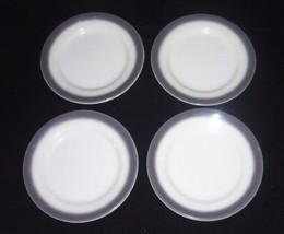 4 BUFFALO CHINA Restaurant Ware White w/Gray Spray Mist Band Plates - £11.14 GBP