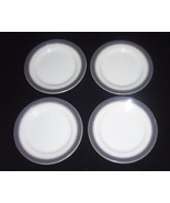 4 BUFFALO CHINA Restaurant Ware White w/Gray Spray Mist Band Plates - $263.43 MXN