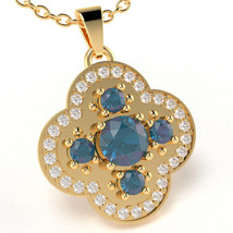 Shamrock Clover Leaf Lab-Created Alexandrite Diamond Pendant In 14k Yellow Gold - £750.50 GBP