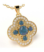 Shamrock Clover Leaf Lab-Created Alexandrite Diamond Pendant In 14k Yell... - $1,297.95 CAD