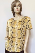 Pure Amici Blouse SMALL Animal Snake Print Silk Short Sleeved top Yellow Brown - £30.81 GBP