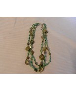 Vintage 3 Strand Multi colored Green Tones Stones Necklace with Locking ... - £23.60 GBP
