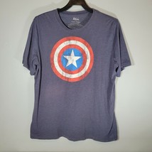 Captain America Mens Shirt 2XL Faded Distressed Logo Heather Blue Marvel... - $10.98