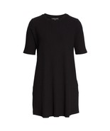 EILEEN FISHER Black Stretch Tencel Elbow Sleeve Roundneck Tunic Top XXS - $79.99