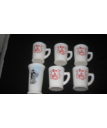 5 Vintage Tom &amp; Jerry Red Lettering  White Milk Glass Mug Cup 1950s  &amp; 1... - $44.55