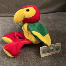 KellyToy Bean Pal &quot;Cracker&quot; Parrot Stuffed Plush 8&quot; Tall Red/Green Yellow Doll - £9.52 GBP