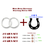 Mini Hoop Earrings Sterling Silver 925 8mm 10mm 12mm + Free Gift Decal H... - £5.28 GBP+