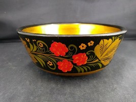 Kokhloma Russian Hand-Painted Lacquered Wood Bowl ~ Raspberries - €10,45 EUR