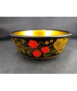 Kokhloma Russian Hand-Painted Lacquered Wood Bowl ~ Raspberries - €10,36 EUR